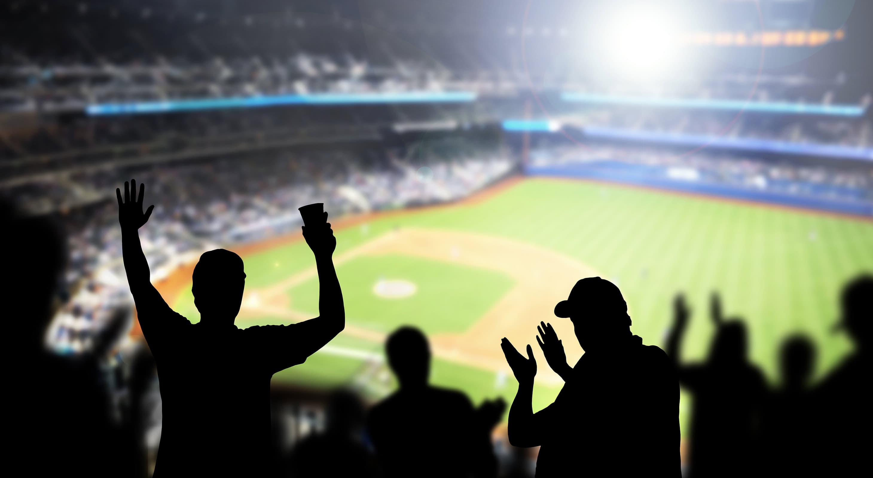 fans cheering at a baseball stadium