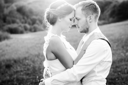 Happy couple on wedding day. Bride and Groom.