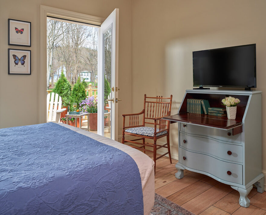 View of sitting area next to exterior doors