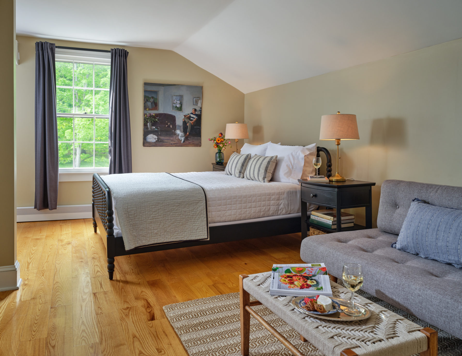 Sitting area by bed in Metcalf Suite  - Where to Stay in Cooperstown, NY