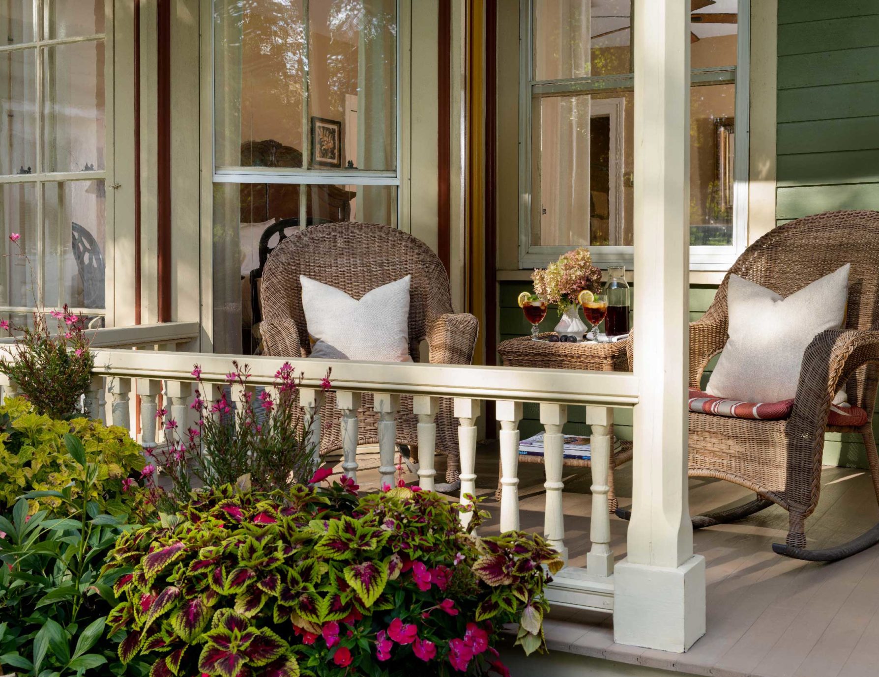 Porch outside of Chance room with wicker rocking chairs