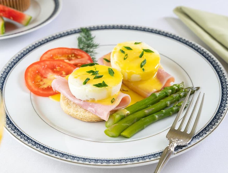 Breakfast eggs on plate