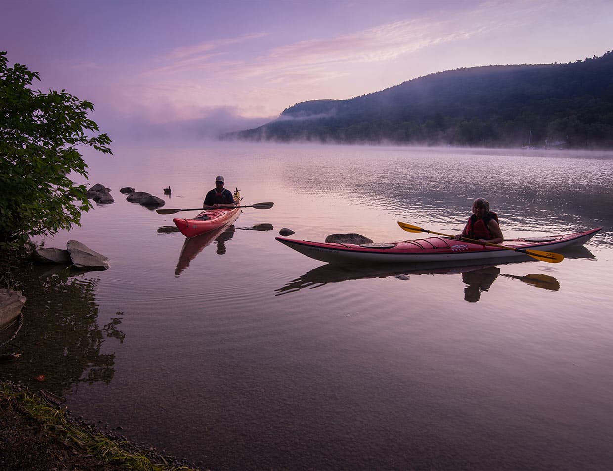 Kayaks on Otsego Lake in Upstate NY