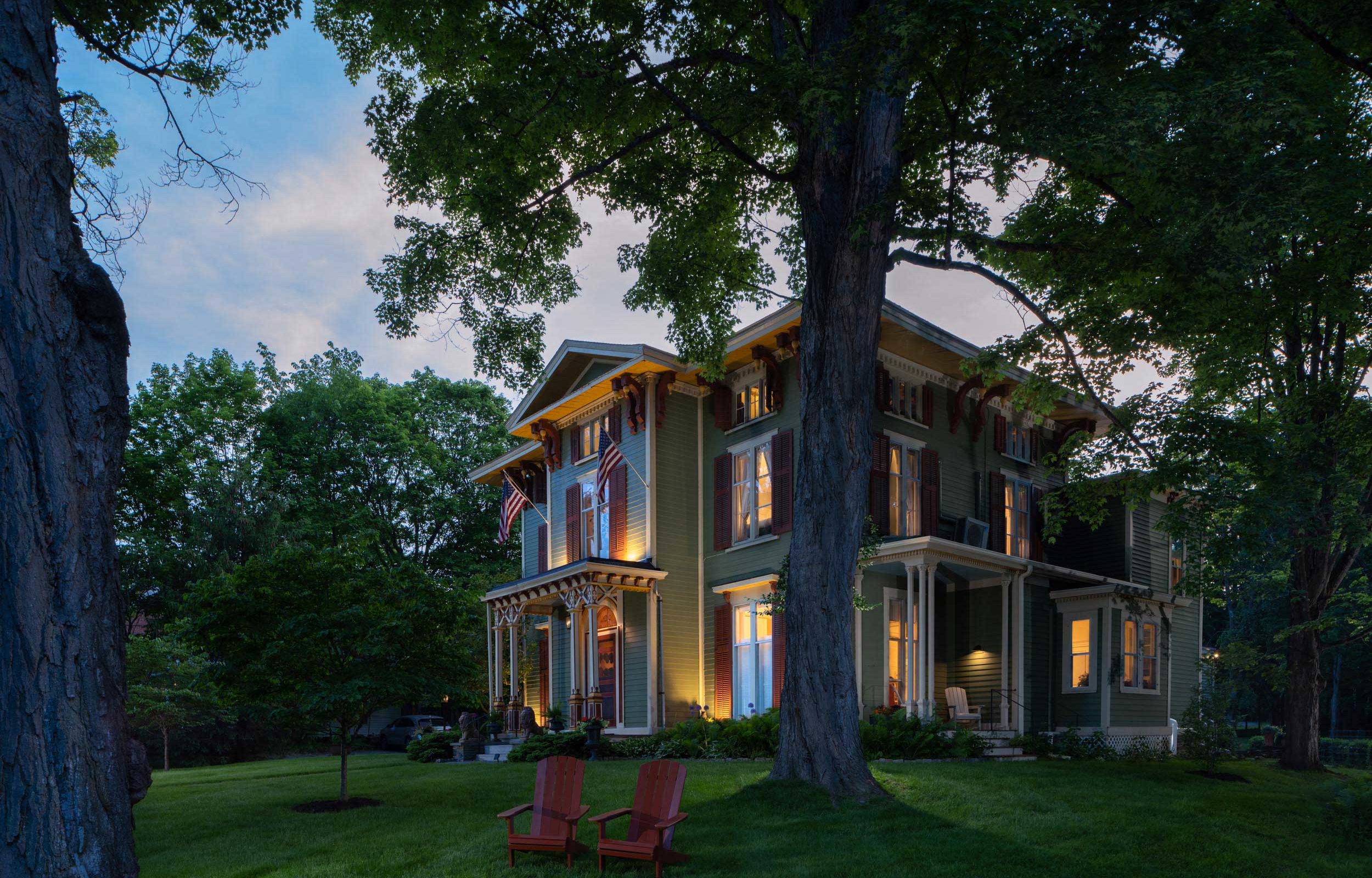 Exterior Face of the Landmark Inn at night - Top Place to stay in Cooperstown